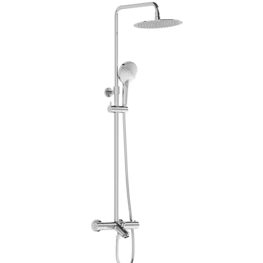 Vitra Aquaheat Round Thermostatic Exposed Mixer Shower with Fixed Head and Shower Kit - Chrome - Envy Bathrooms Ltd