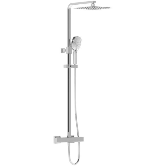 Vitra Aquaheat Round Thermostatic Exposed Mixer Shower with Fixed Head and Shower Kit - Chrome - Envy Bathrooms Ltd