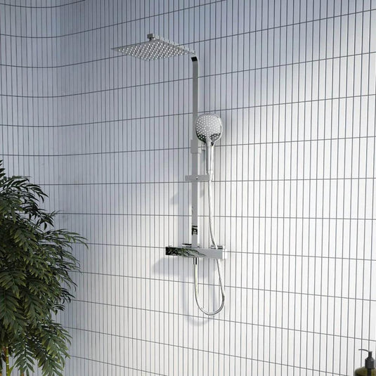 Vitra Aquaheat Round Thermostatic Exposed Mixer Shower with Fixed Head and Shower Kit - Chrome - Envy Bathrooms Ltd