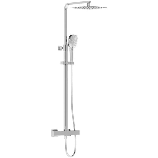Vitra Aquaheat Round Thermostatic Exposed Mixer Shower with Fixed Head and Shower Kit - Chrome - Envy Bathrooms Ltd