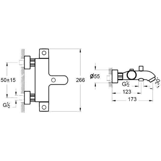 Vitra Aquaheat RS3 Bath Shower Mixer Tap - Knob Handle - Chrome - Envy Bathrooms Ltd