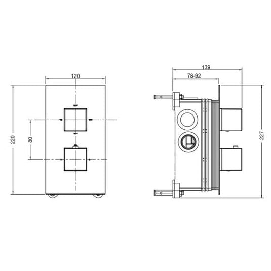 VitrA Aquaheat Square Thermostatic 1-Way Shower Mixer | Chrome | A47195VUK - Envy Bathrooms Ltd
