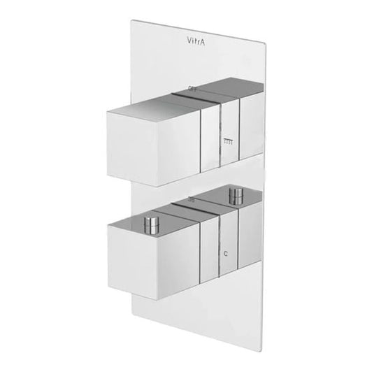 VitrA Aquaheat Square Thermostatic 2-Way Shower Mixer | Chrome | A47194VUK - Envy Bathrooms Ltd