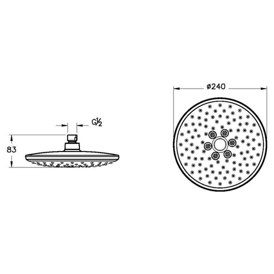VitrA Bliss 240mm 2-Function Showerhead | Chrome | A45742EXP - Envy Bathrooms Ltd