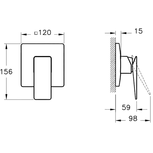 Vitra Brava Manual 1-Outlet Concealed Shower Valve - Single Handle - Chrome - Envy Bathrooms Ltd