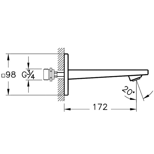Vitra Brava Wall Mounted Bath Spout - Chrome - Envy Bathrooms Ltd
