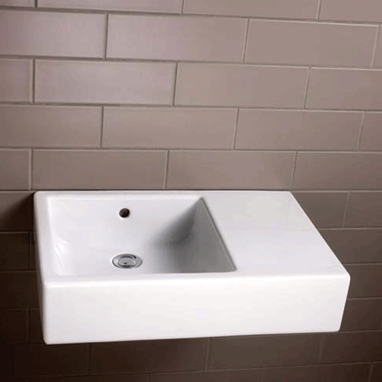 Vitra Comm K Right Handed Wall Hung Basin 595mm W x 400mm D - 1 Tap Hole - Envy Bathrooms Ltd