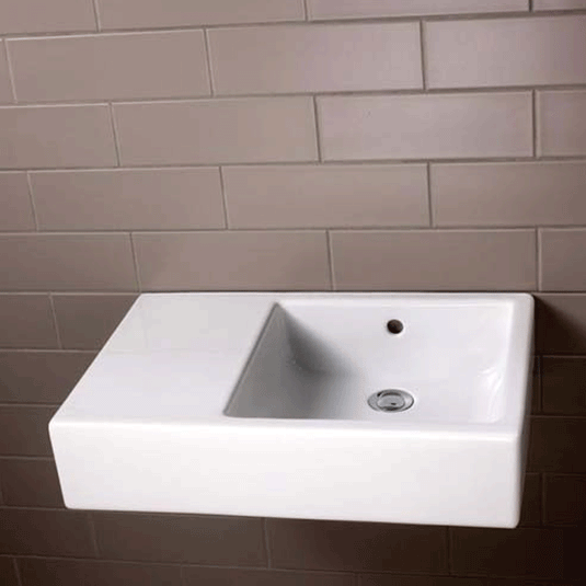 Vitra Comm K Left Handed Wall Hung Basin 595mm Wide - 0 Tap Hole - Envy Bathrooms Ltd