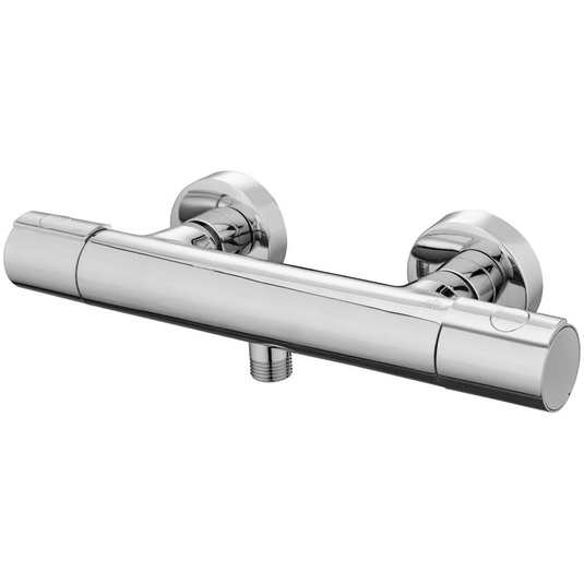 Vitra Essential Wall Mounted Thermostatic Bar Shower Valve Dual Handle - Chrome - Envy Bathrooms Ltd