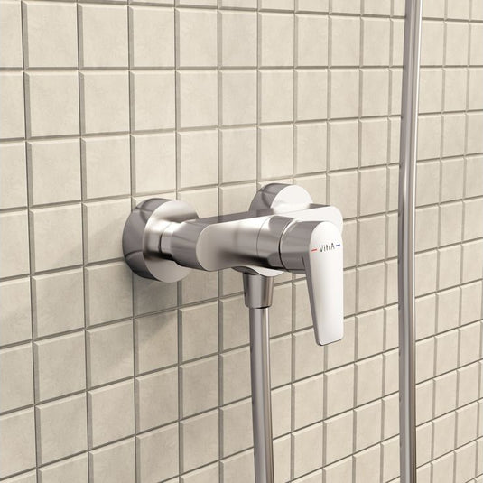 VitrA Flow Square Wall Mounted Shower Mixer | Chrome | A42931EXP - Envy Bathrooms Ltd