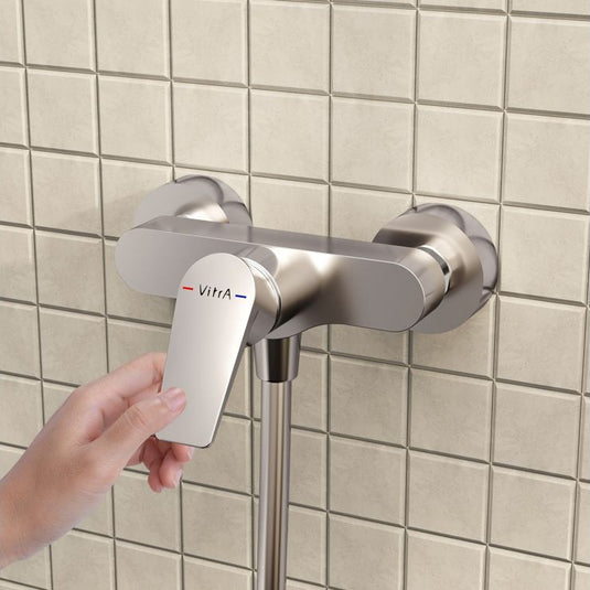 VitrA Flow Square Wall Mounted Shower Mixer | Chrome | A42931EXP - Envy Bathrooms Ltd