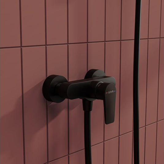 VitrA Flow Square Wall Mounted Shower Mixer | Matt Black | A4293136EXP - Envy Bathrooms Ltd