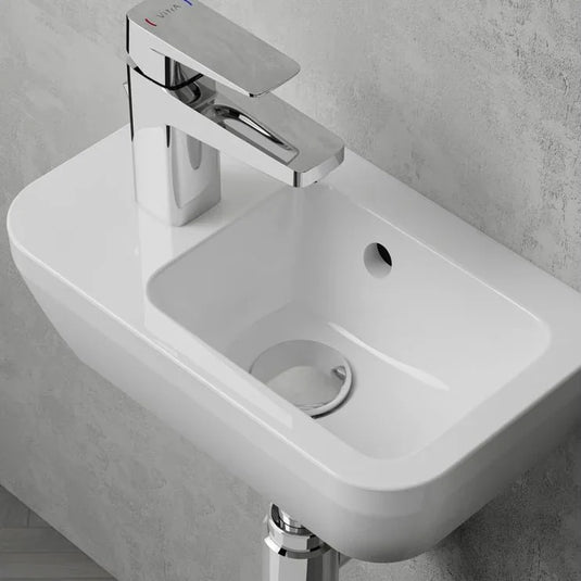 VitrA Integra 370x220mm 1TH Compact Basin (No Overflow) (LH) - White - 7090L003-0028 - Envy Bathrooms Ltd