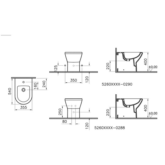 VitrA Integra Back to Wall Bidet - White - 7039L003-0288 - Envy Bathrooms Ltd