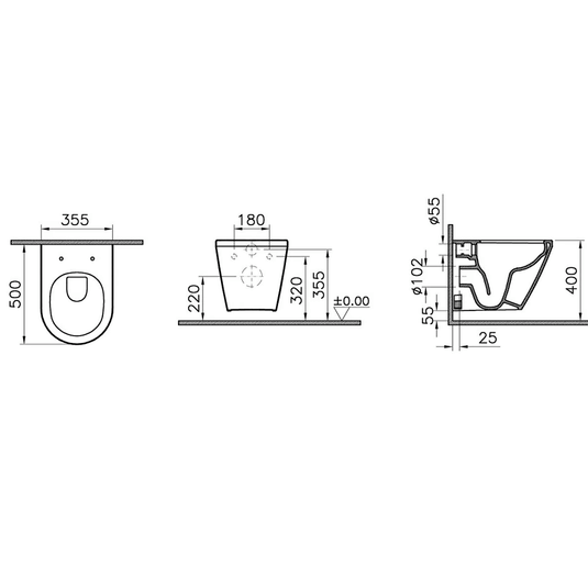 Vitra Integra Compact Rimless Wall Hung Toilet Pan - White - Envy Bathrooms Ltd