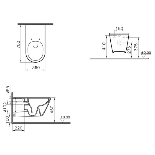 VitrA Integra Extra Projection Wall Hung Pan Only - White - 7098B003-0075 - Envy Bathrooms Ltd
