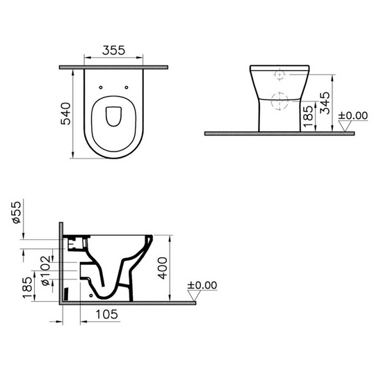VitrA Integra Rimless Back to Wall Pan Only - White - 7059B003-0075 - Envy Bathrooms Ltd