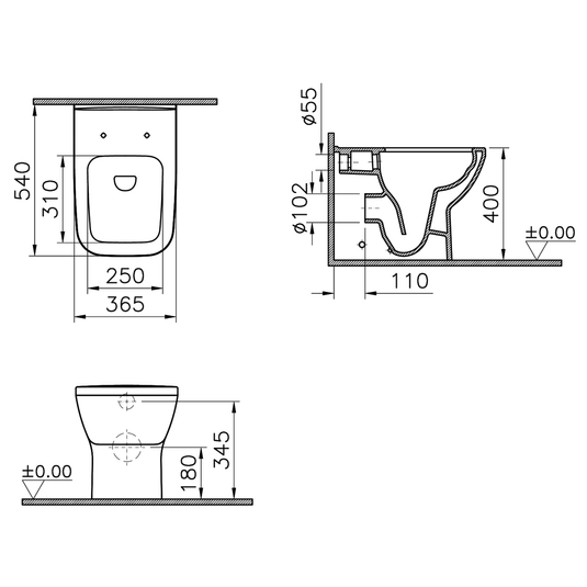 Vitra Integra Rimless Back to Wall Toilet Pan - White - Envy Bathrooms Ltd