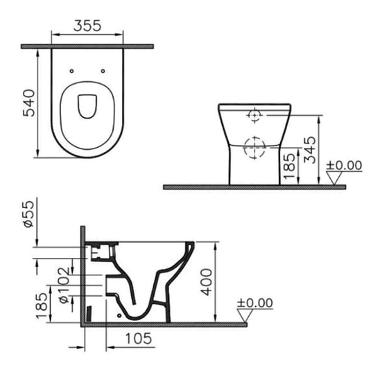 Vitra Integra Rimless Back to Wall Toilet Pan - White - Envy Bathrooms Ltd