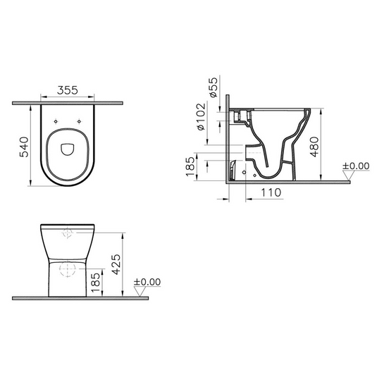 VitrA Integra Rimless Comfort Height Back to Wall Pan Only - White - 7099B003-0075 - Envy Bathrooms Ltd