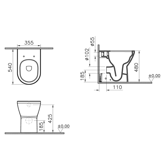 Vitra Integra Rimless Comfort Height Back to Wall Toilet Pan - White - Envy Bathrooms Ltd