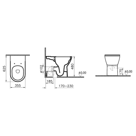 VitrA Integra Rimless Comfort Height Fully Shrouded Close Coupled Pan Only - White - 7093B003-7200 - Envy Bathrooms Ltd