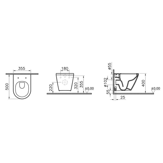 VitrA Integra Rimless Short Projection Wall Hung Pan Only - White - 7040B003-0075 - Envy Bathrooms Ltd