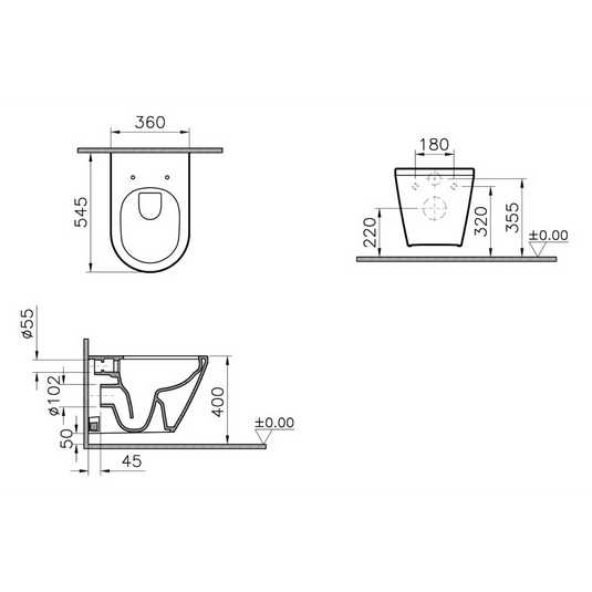 VitrA Integra Rimless Wall Hung Pan Only (Hidden Fix) - White - 7041B003-0075 - Envy Bathrooms Ltd