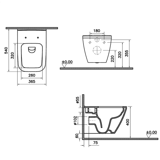 Vitra Integra Rimless Wall Hung Toilet Pan - White - Envy Bathrooms Ltd