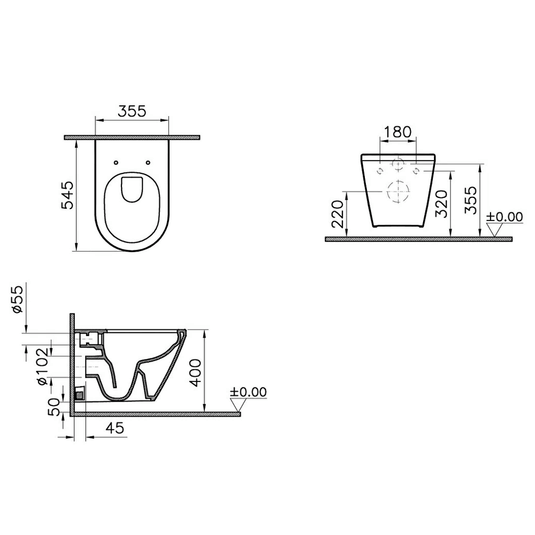 Vitra Integra Rimless Wall Hung Toilet Pan with Hidden Fixation - White - Envy Bathrooms Ltd