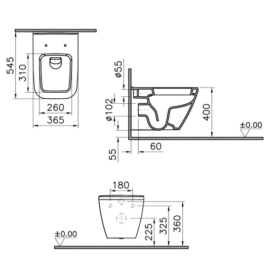 Vitra Integra Square Wall Hung Toilet Pan - White - Envy Bathrooms Ltd