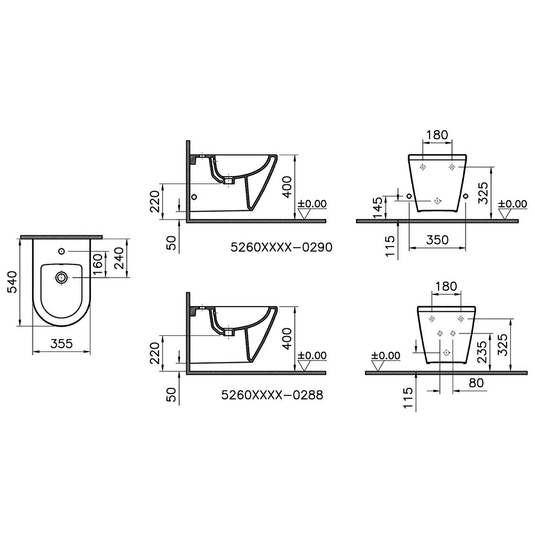 Vitra Integra Wall Hung Bidet 355mm Wide - 1 Tap Hole - Envy Bathrooms Ltd