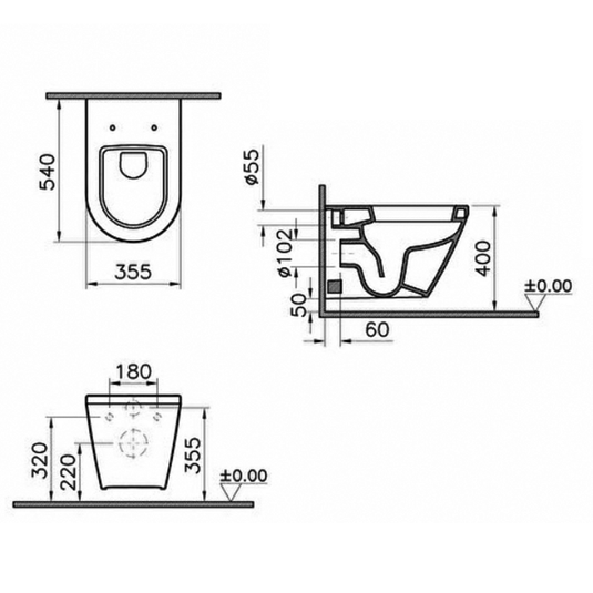 Vitra Integra Wall Hung Toilet Pan - White - Envy Bathrooms Ltd