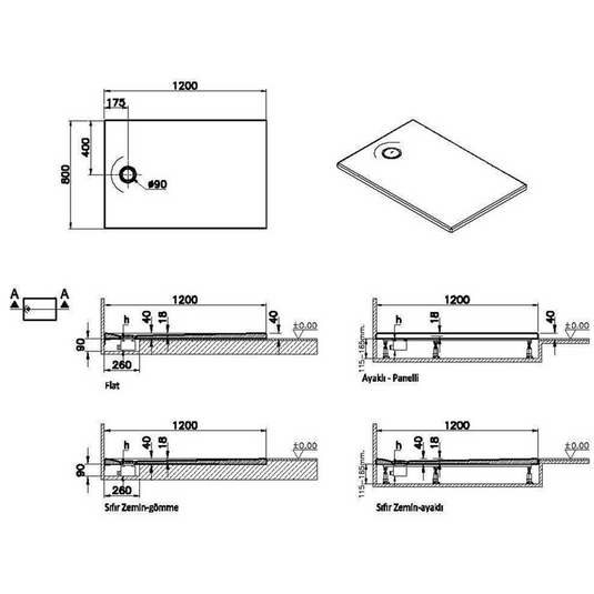 VitrA Leaf 1200mm x 750mm Rectangular Tray - White - 65160001000 - Envy Bathrooms Ltd