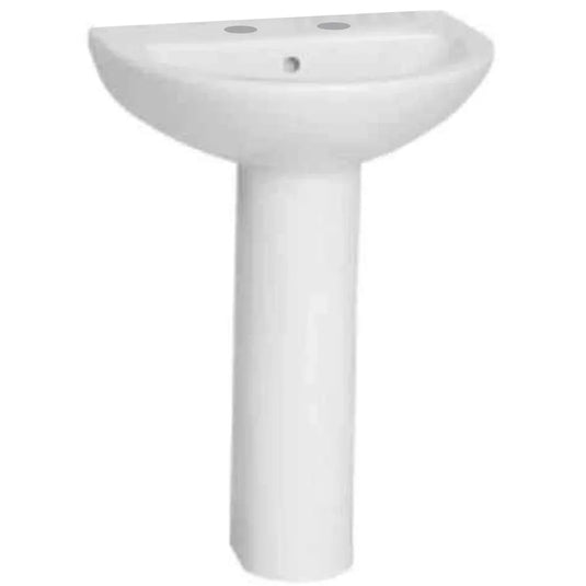 Vitra Milton Basin with Full Pedestal 550mm Wide - 2 Tap Hole - Envy Bathrooms Ltd