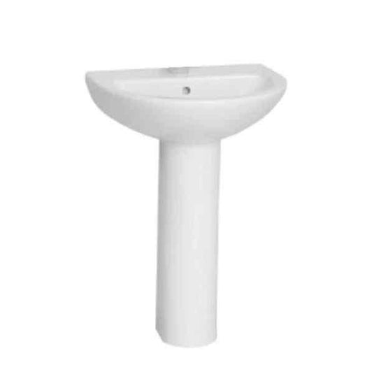 Vitra Milton Basin with Full Pedestal 550mm Wide - 2 Tap Hole - Envy Bathrooms Ltd