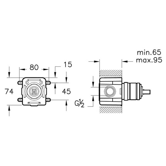 VitrA Minibox Concealed Valve for Built-in Showers (1-Way) - A42213 - Envy Bathrooms Ltd