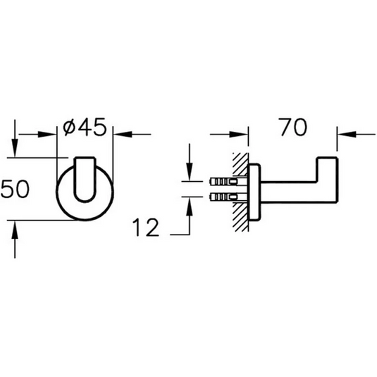 VitrA Minimax S Bathrobe Hook - Chrome - A44787 - Envy Bathrooms Ltd