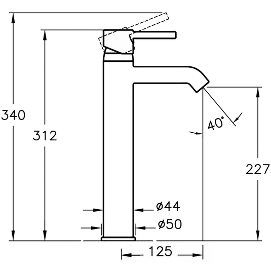 Vitra Minimax S Tall Monobloc Basin Mixer Tap - Single Lever - Chrome - Envy Bathrooms Ltd