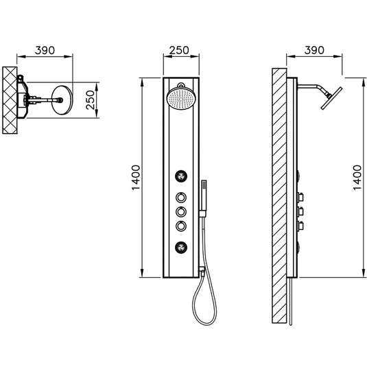 Vitra Move Thermostatic Shower Tower Panel - Anthracite - Envy Bathrooms Ltd