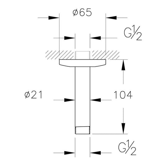 VitrA Origin Ceiling Mounted Connection Pipe (Short) | Matt Black | A4564936WTC - Envy Bathrooms Ltd