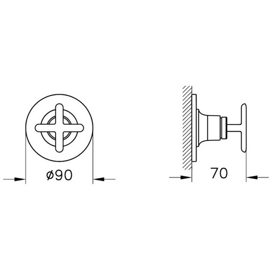 VitrA Origin Classic Built-In 3-Way Diverter | Brushed Gold | A4289725 - Envy Bathrooms Ltd