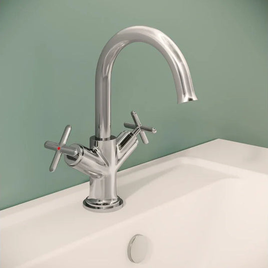 VitrA Origin Classic Basin Mixer (Cross Handles) - Chrome - A42884 - Envy Bathrooms Ltd