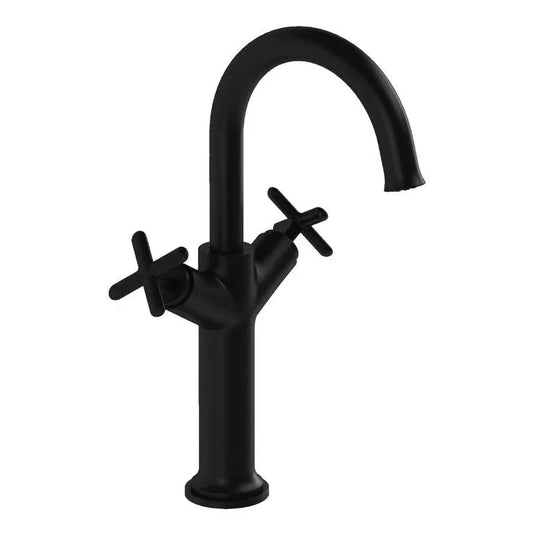 VitrA Origin Classic Tall Basin Mixer (Cross Handles) - Matt Black - A4288636 - Envy Bathrooms Ltd