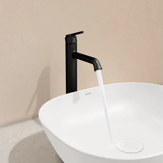 VitrA Origin Classic Tall Basin Mixer (Top Handle) - Matt Black - A4288236 - Envy Bathrooms Ltd