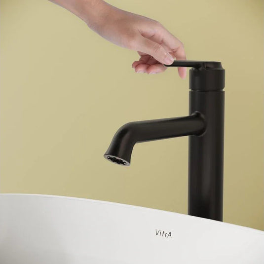 VitrA Origin Classic Tall Basin Mixer (Top Handle) - Matt Black - A4288236 - Envy Bathrooms Ltd