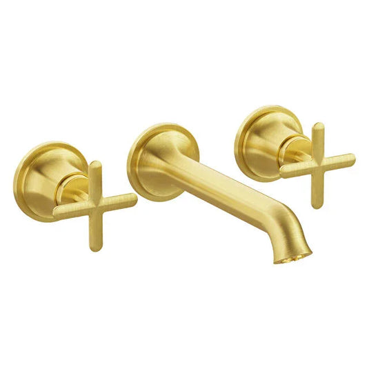 VitrA Origin Classic Wall Mounted 3-Hole Basin Mixer - Brushed Gold - A4289025 - Envy Bathrooms Ltd