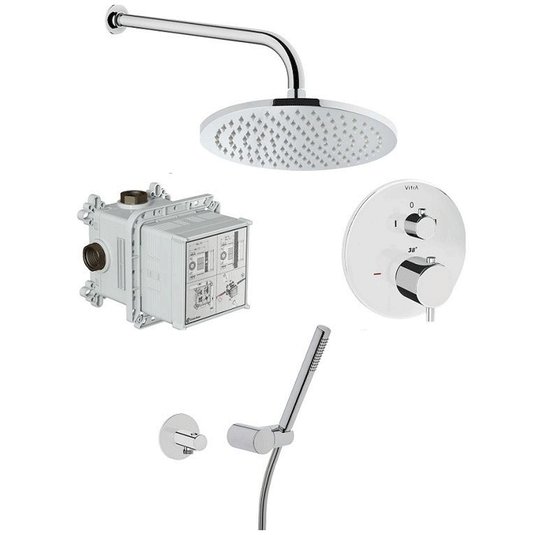 Vitra Origin Concealed Mixer Shower with Fixed Head and Shower Handset - Chrome - Envy Bathrooms Ltd