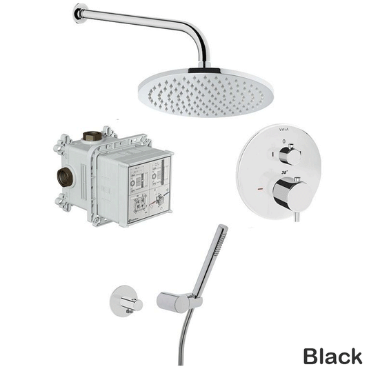 Vitra Origin Concealed Mixer Shower with Fixed Head and Shower Handset - Black - Envy Bathrooms Ltd