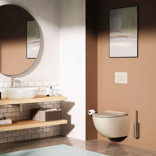 VitrA Origin Free Standing WC Brush Holder - Brushed Nickel - A4489334 - Envy Bathrooms Ltd